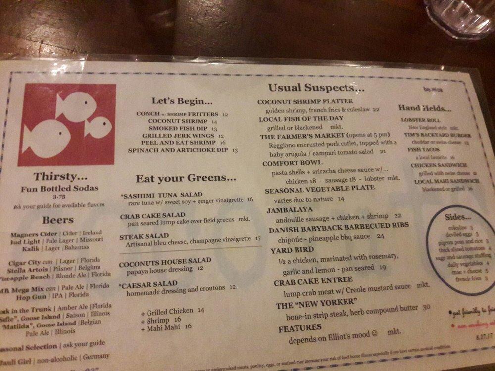 Menu at Coconuts pub & bar, Fort Lauderdale, 429 Seabreeze Blvd