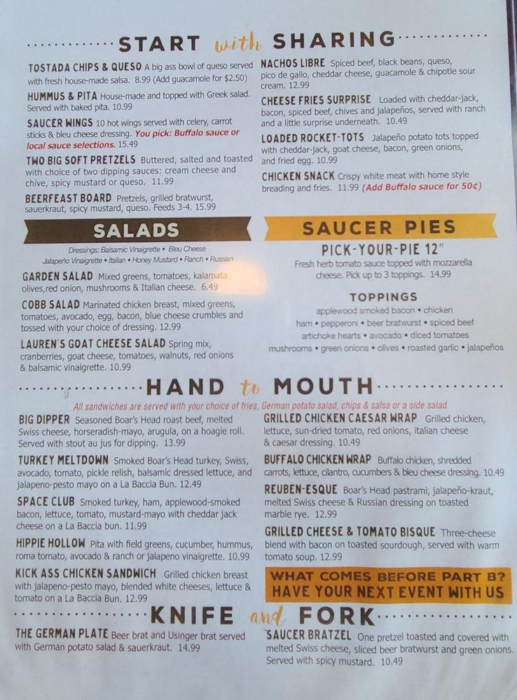 Menu at Flying Saucer Draught Emporium pub & bar, Little Rock