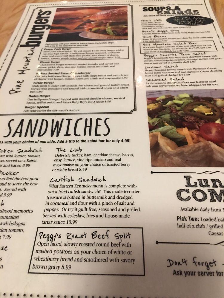 Menu at pine mountain grill & gifts restaurant, Whitesburg