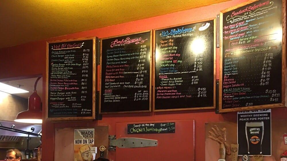 Menu at Taylor's Sausage Country Store restaurant, Cave Junction, 202 Redwood Hwy