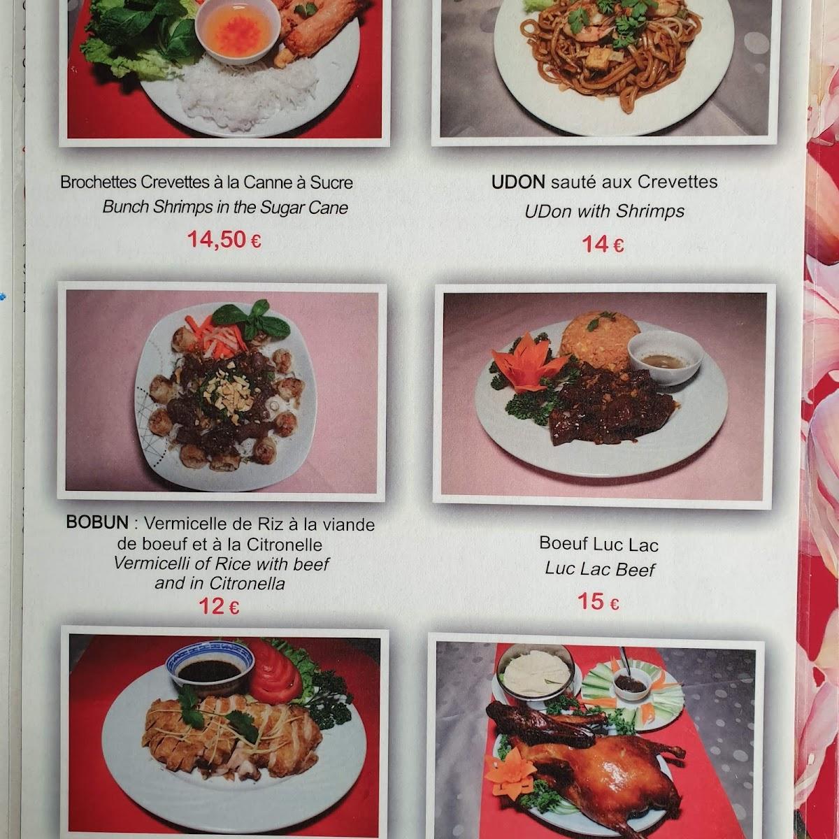 Menu au La Baie D’halong restaurant, Cannes