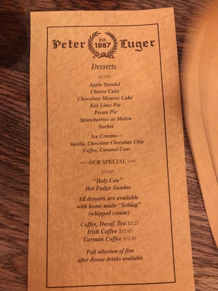Menu at Peter Luger Steak House steakhouse, New York City, 178 Broadway