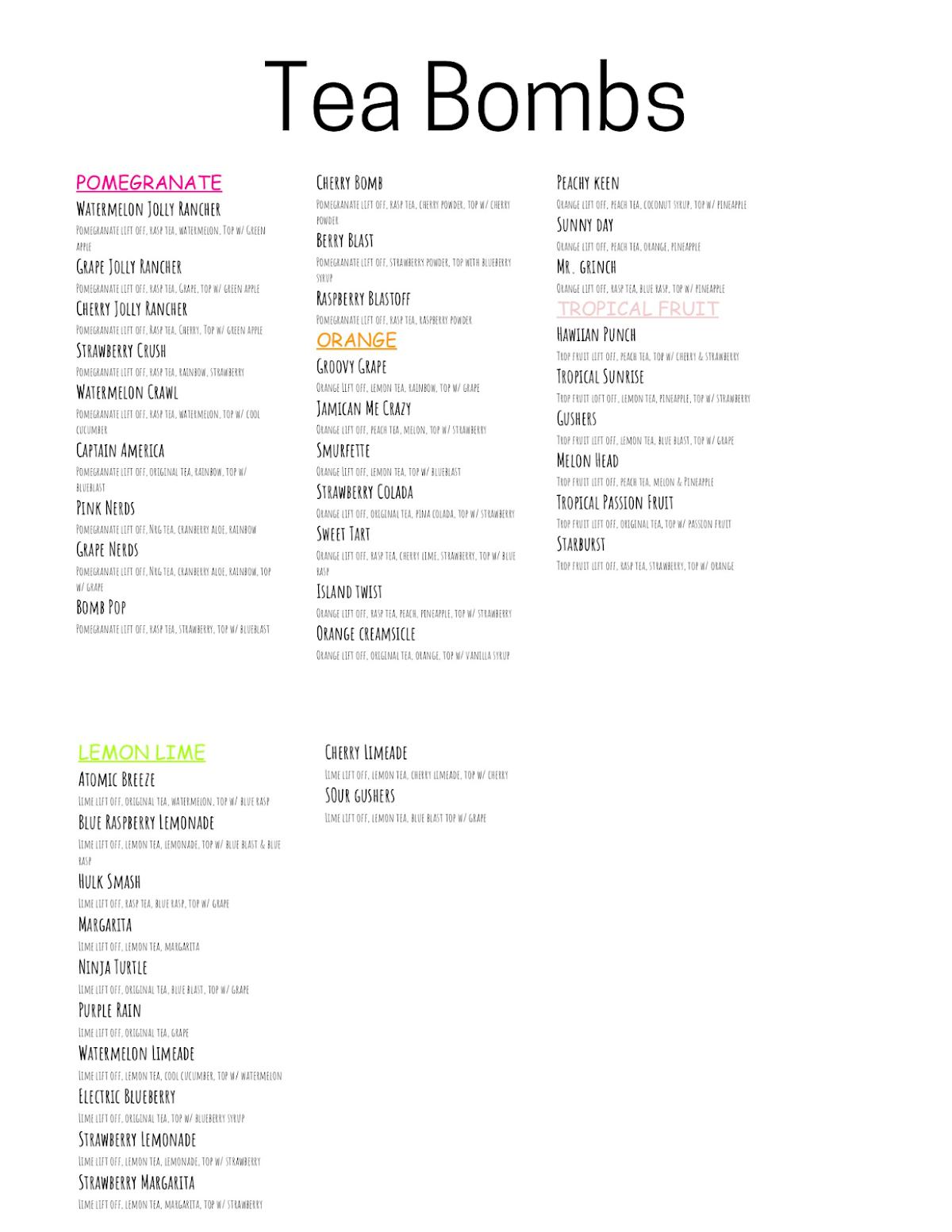 Menu at Richland Nutrition cafe, Richland