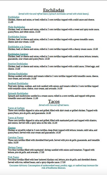 Menu at Maguey's Grill restaurant, Enumclaw