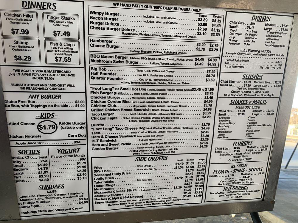 Menu at RoeAnn DriveIn fast food, Emmett