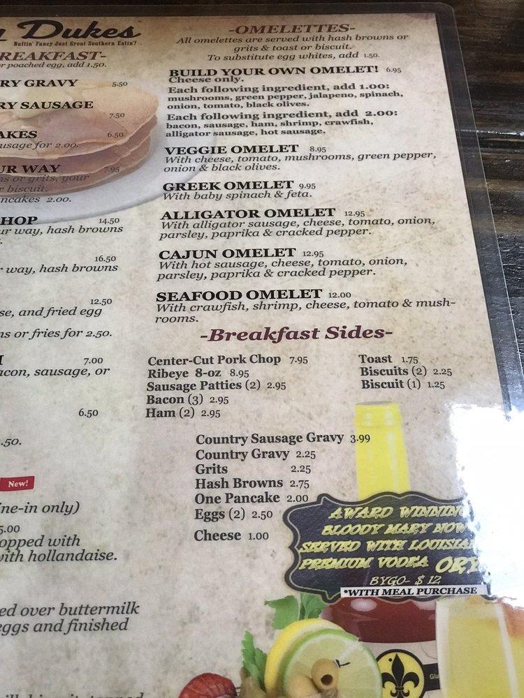 Menu at Daisy Dukes Cafe, New Orleans