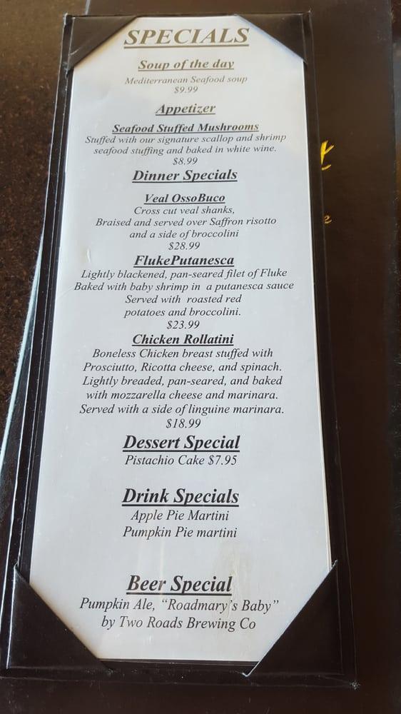 Menu at On The Waterfront Restaurant, New London