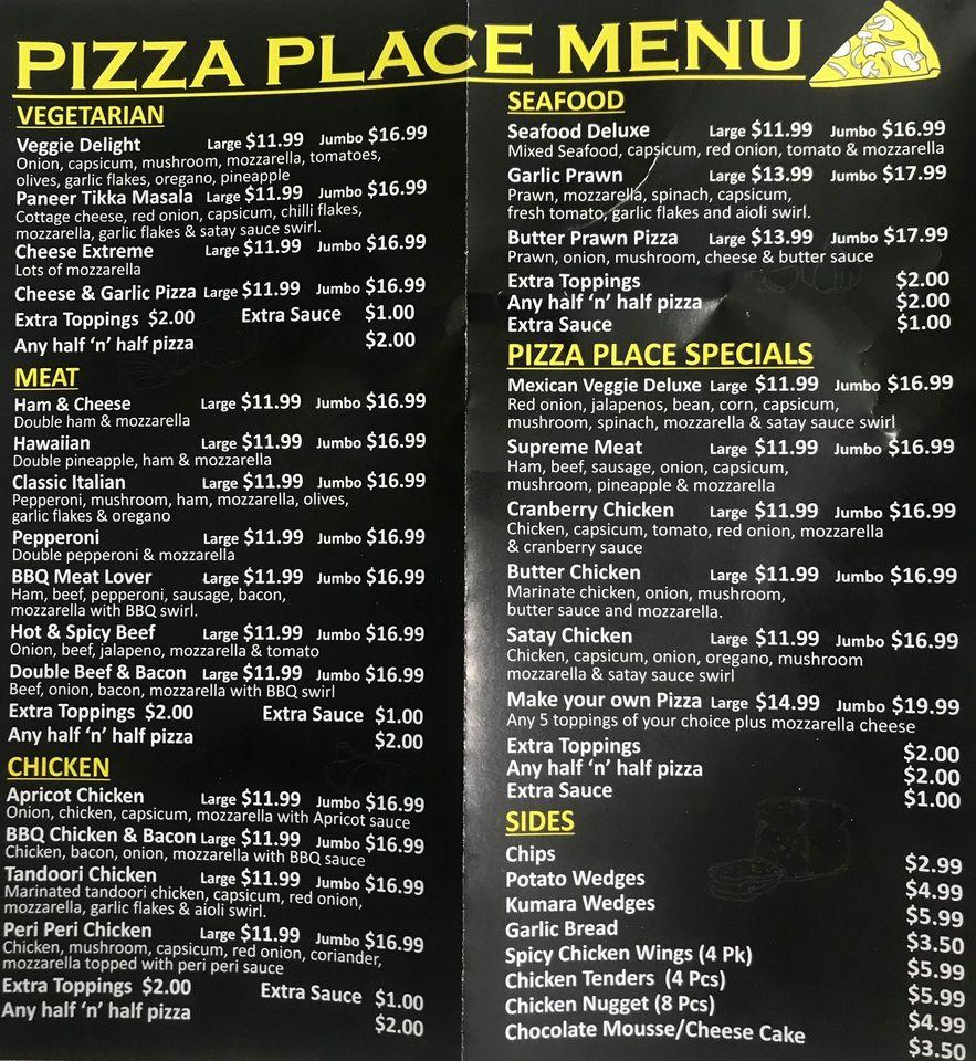 Menu at Pizza Place & Indian Takeaways Kaikohe restaurant, Kaikohe