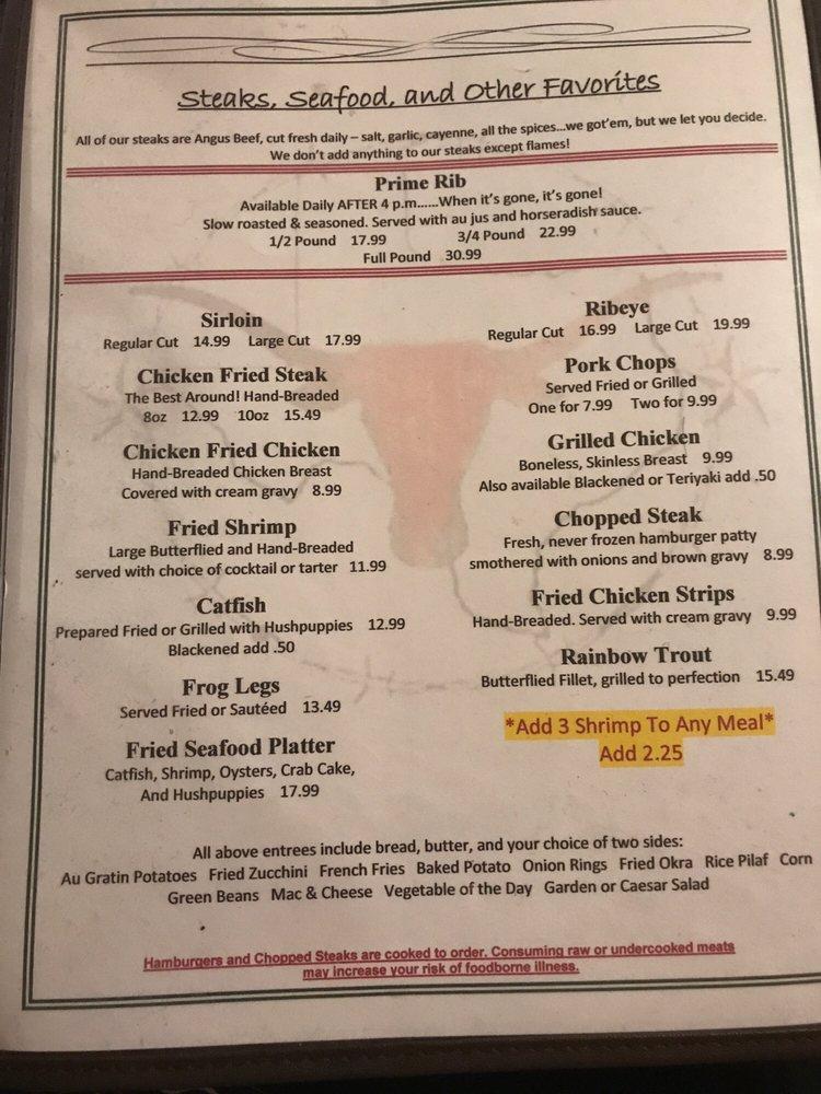 Menu at Blake's steakhouse, Luling