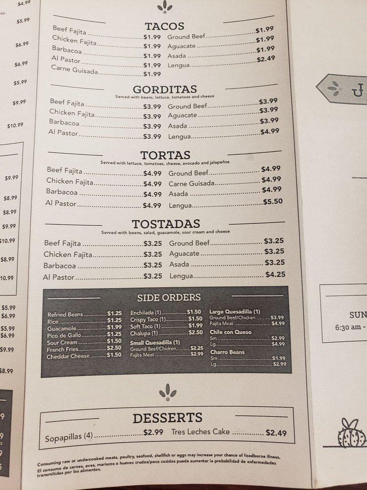Menu at Juanes Mexican Restaurant, Cameron, 302 W 4th St