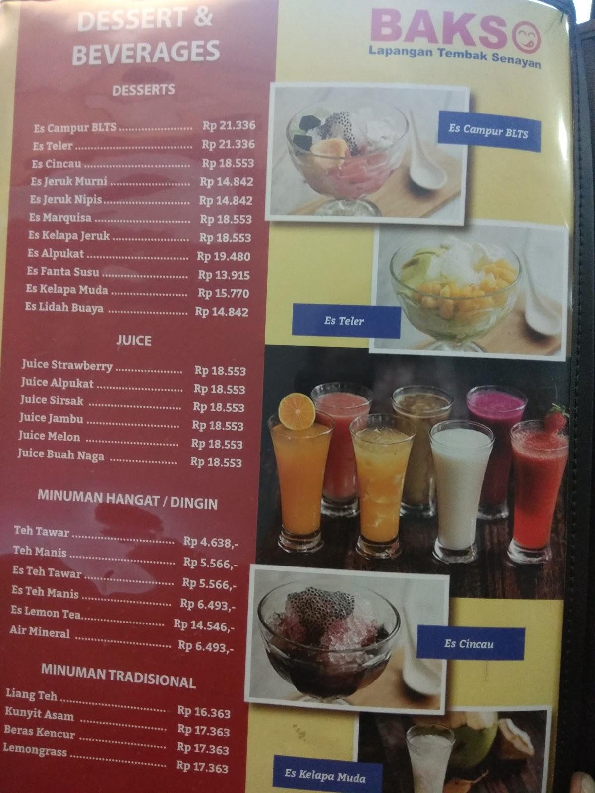 Menu At Bakso Lapangan Tembak Senayan Green Lake City Restaurant