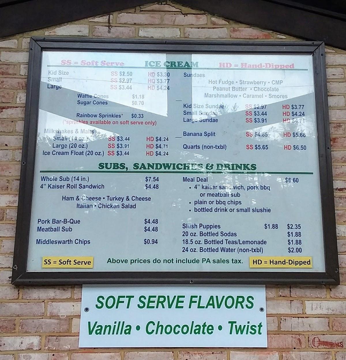 Menu at 3B Ice Cream (Dauphin) restaurant, Dauphin, Peters Mountain Rd