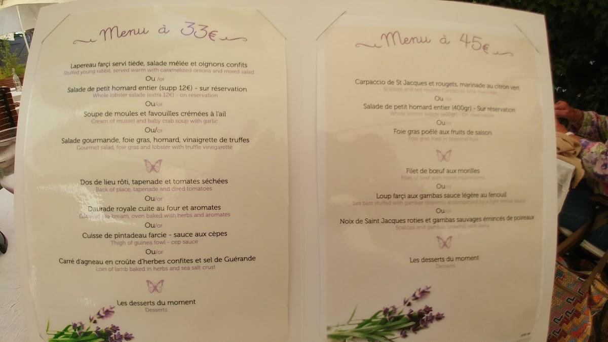 Menu au Le Jardin Provençal restaurant, La Londe-les-Maures