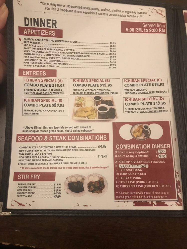 Menu at Ichiban Restaurant & Sushi, Kahului