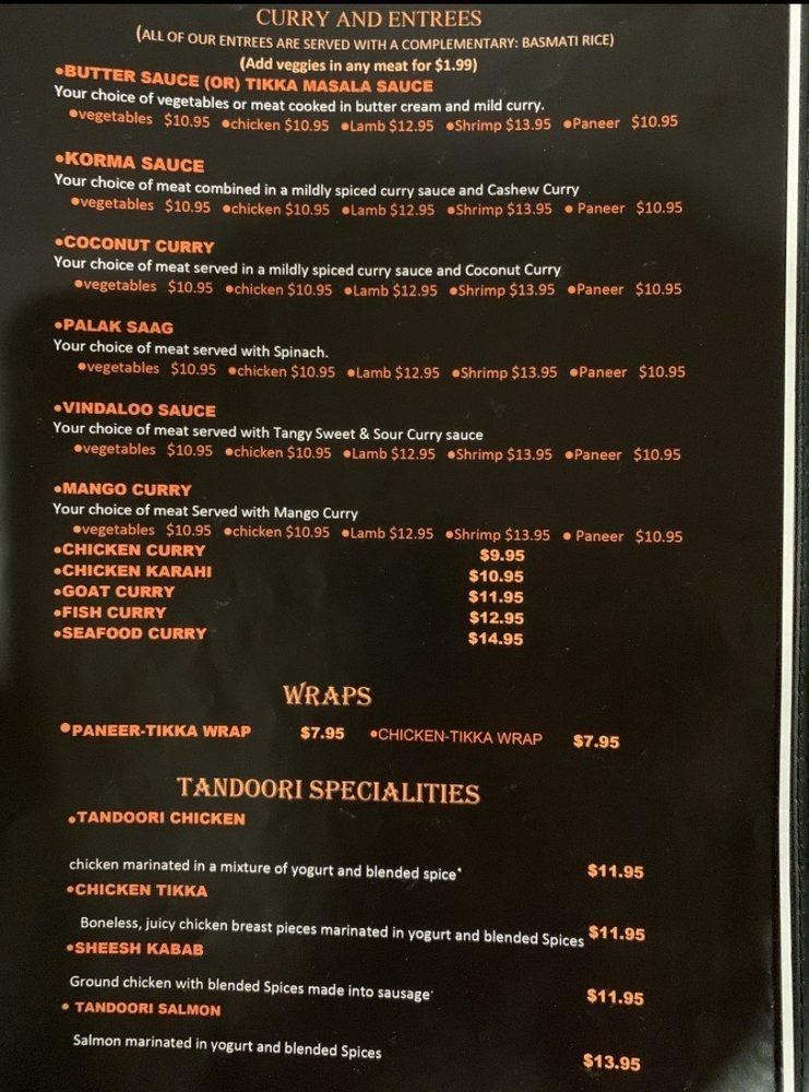Menu at Tasty Indian Cuisine restaurant, Kent