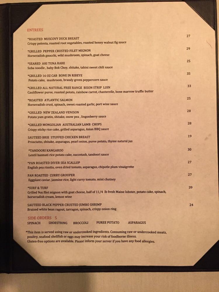 Menu at Bernardin’s Restaurant zevely House, WinstonSalem
