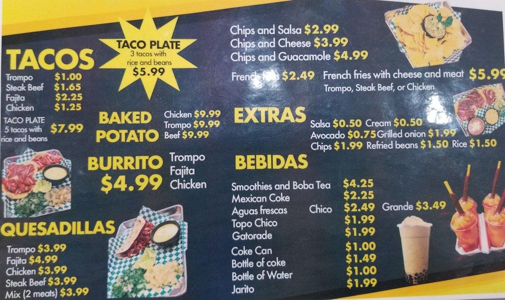Menu at Greenville Street Tacos Taqueria pub & bar, Dallas, Greenville Ave