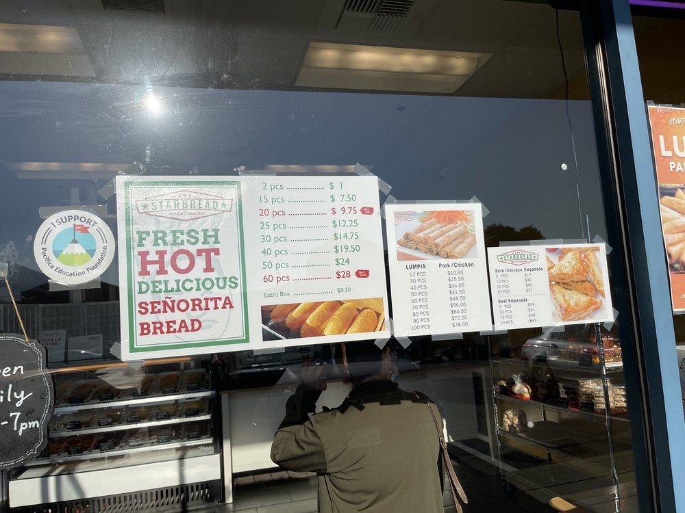 Carta de Starbread Bakery, Daly City, 980 King Plaza