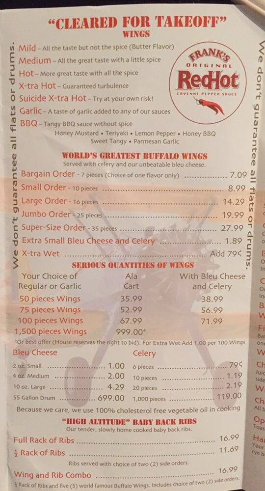 Menu at Flyers Wings & Grill restaurant, Orlando, W Colonial Dr
