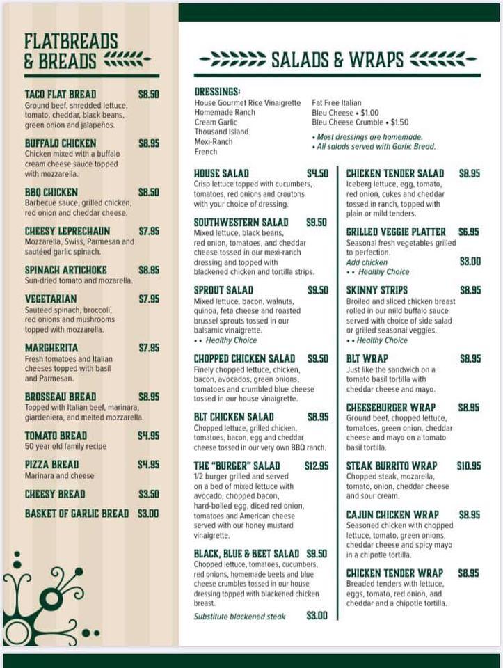 Menu at Jj Kelley's pub & bar, Lansing