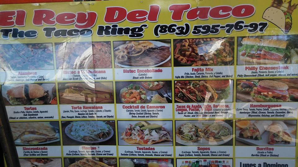 Menu at El Rey Del Taco restaurant, 337 Rifle Range Rd