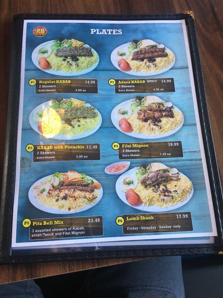 Menu at Pita Bell Kabab restaurant, Ottawa, Carling Ave
