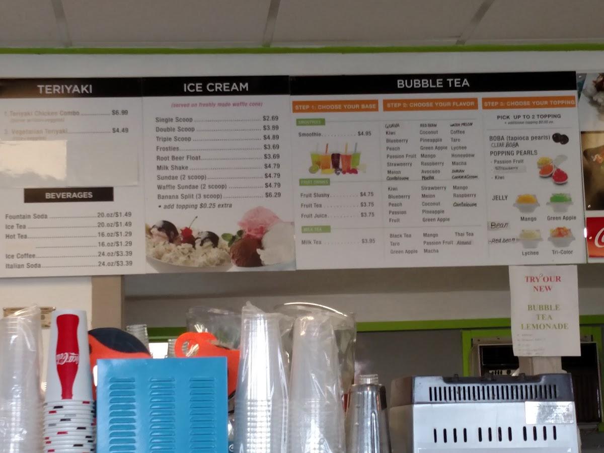 Menu at Bubble Tea House, Roseburg