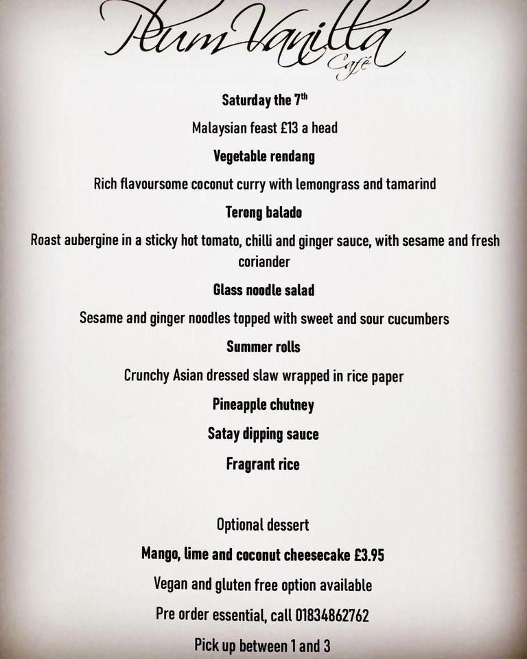 Menu at Plumvanilla Cafe, Narberth