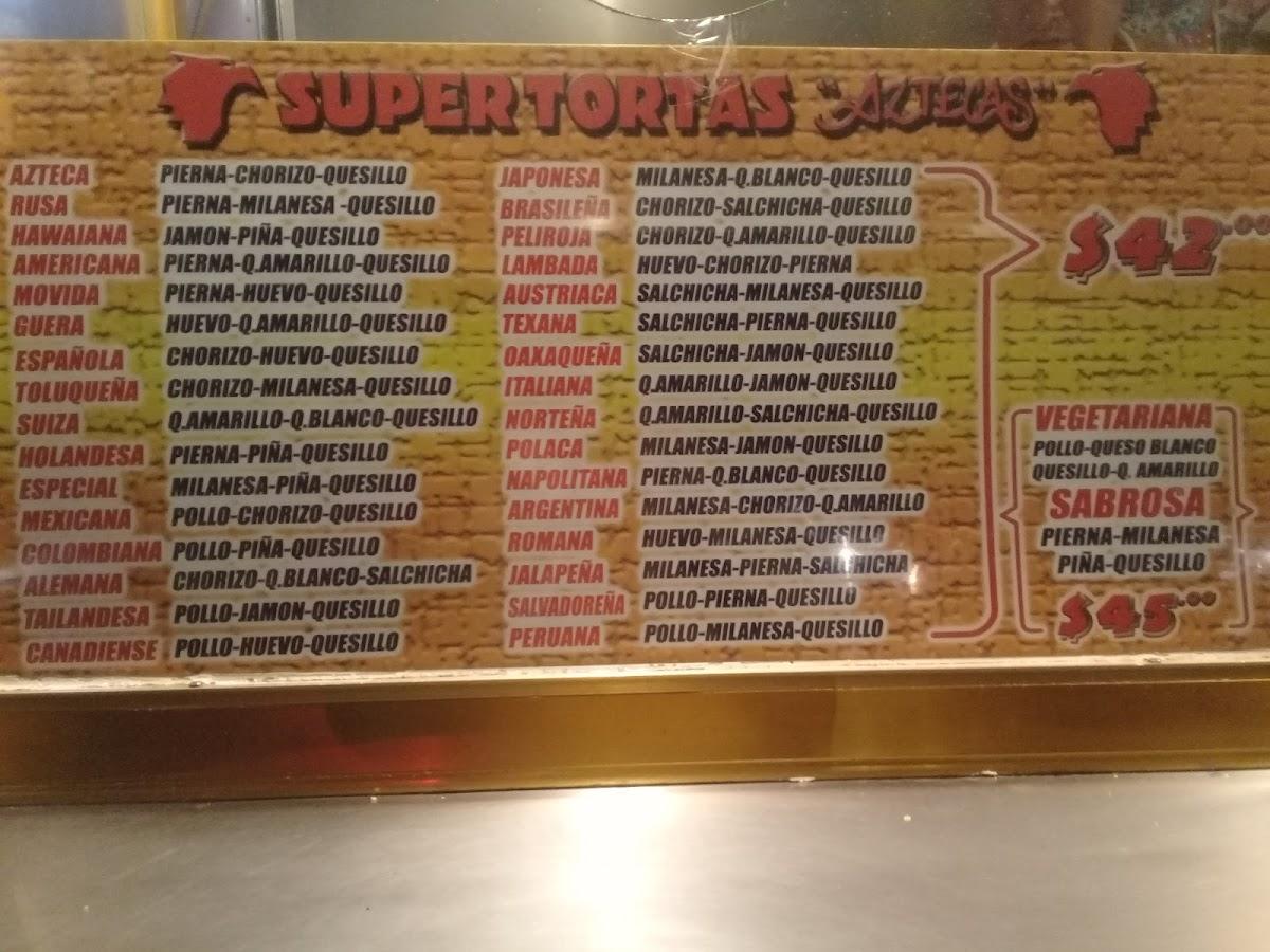 Carta Del Restaurante Tortas Aztecas Ciudad Del M Xico