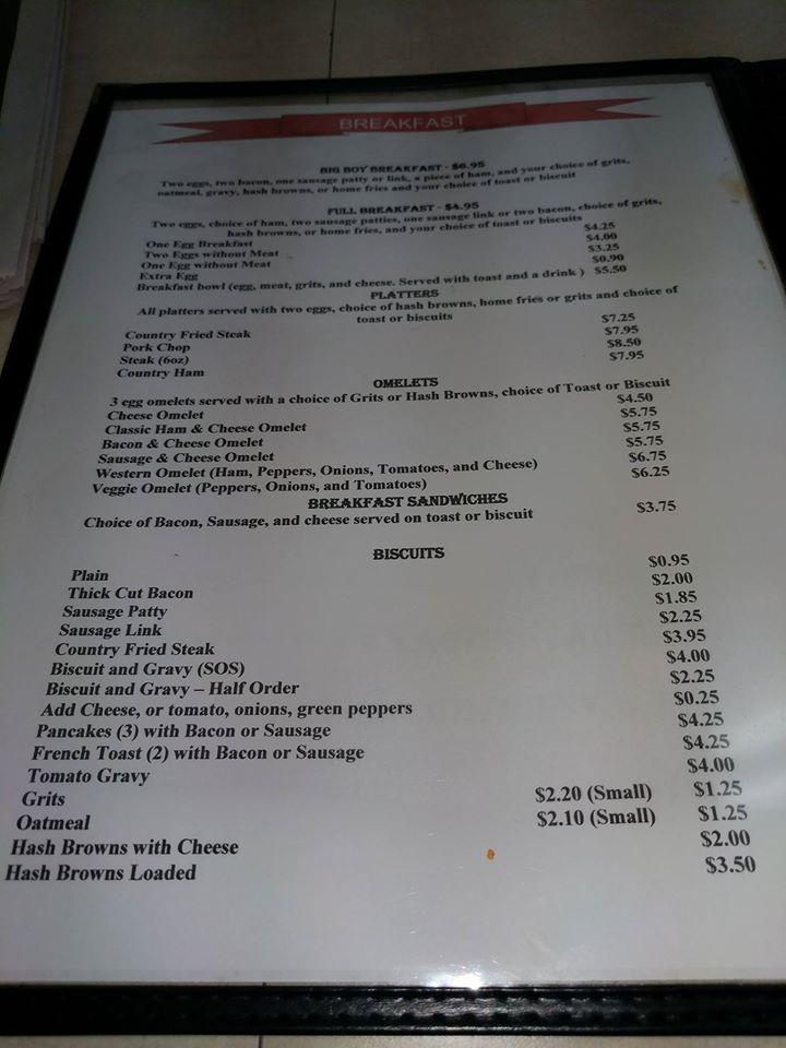 Menu at Howie's Cafe, Smiths Station, 9153 Mullin Rd