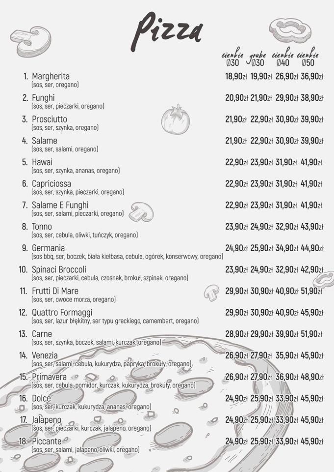 Menu at Sapore restaurant, Opole