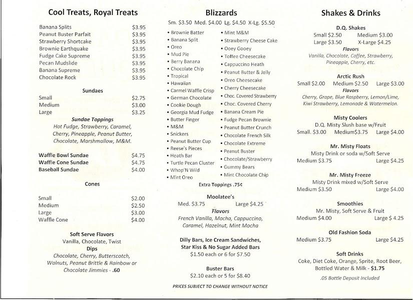 Menu at Dairy Queen fast food, Lawrence, 190 S Union St