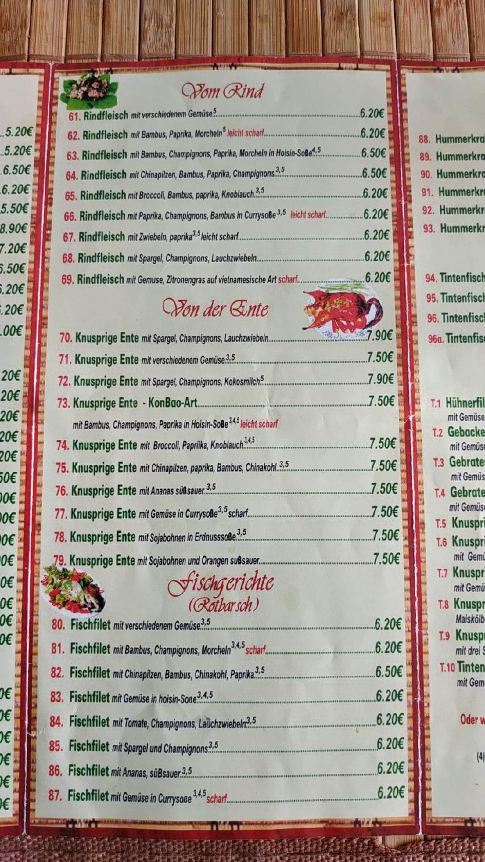 Menu at Bistro Panda - Tran Tuc Quang restaurant, Sömmerda