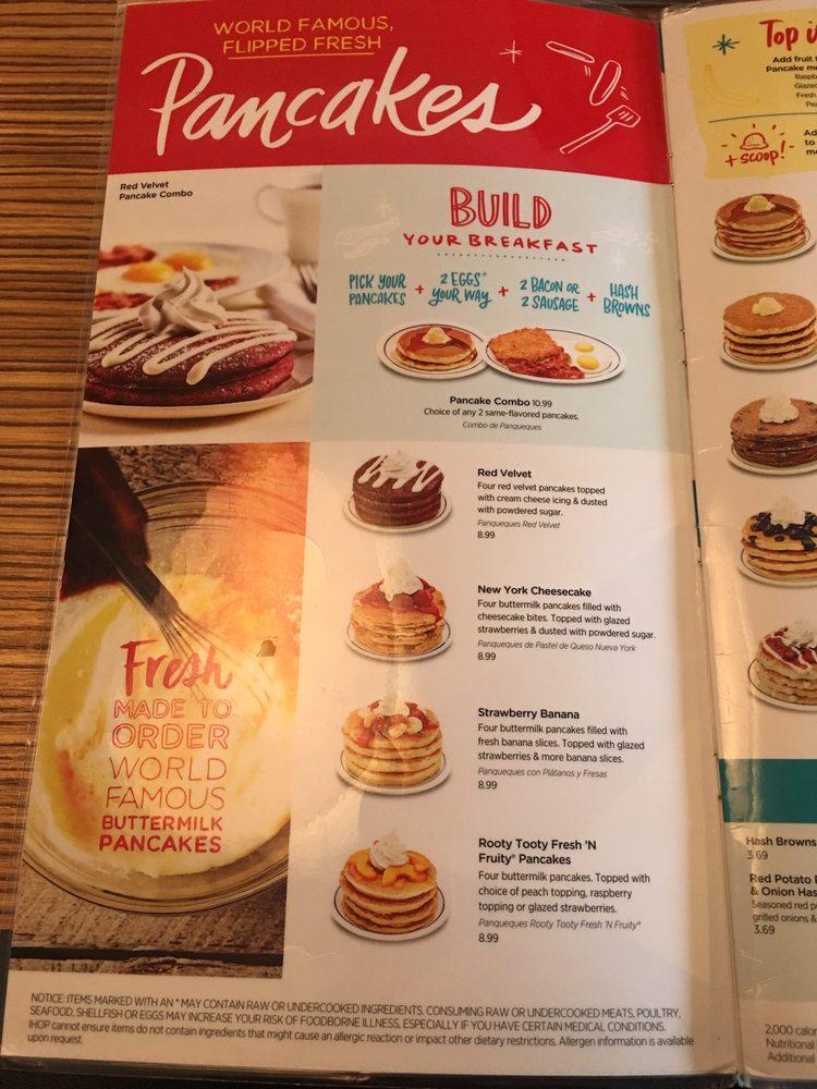 Menu at IHOP restaurant, Burbank