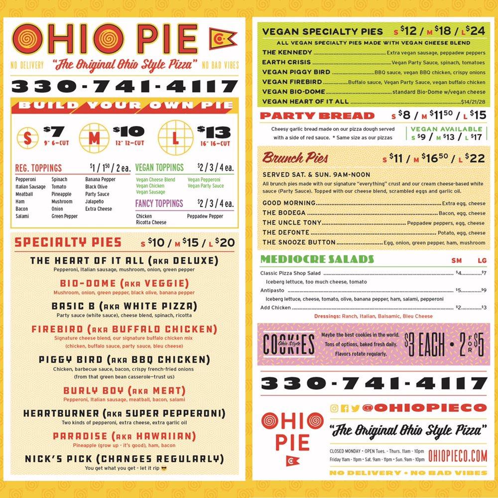 Menu at Ohio Pie Co pizzeria, Brunswick
