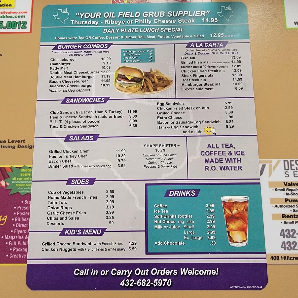 Menu at Main Street Diner cafe, Midland