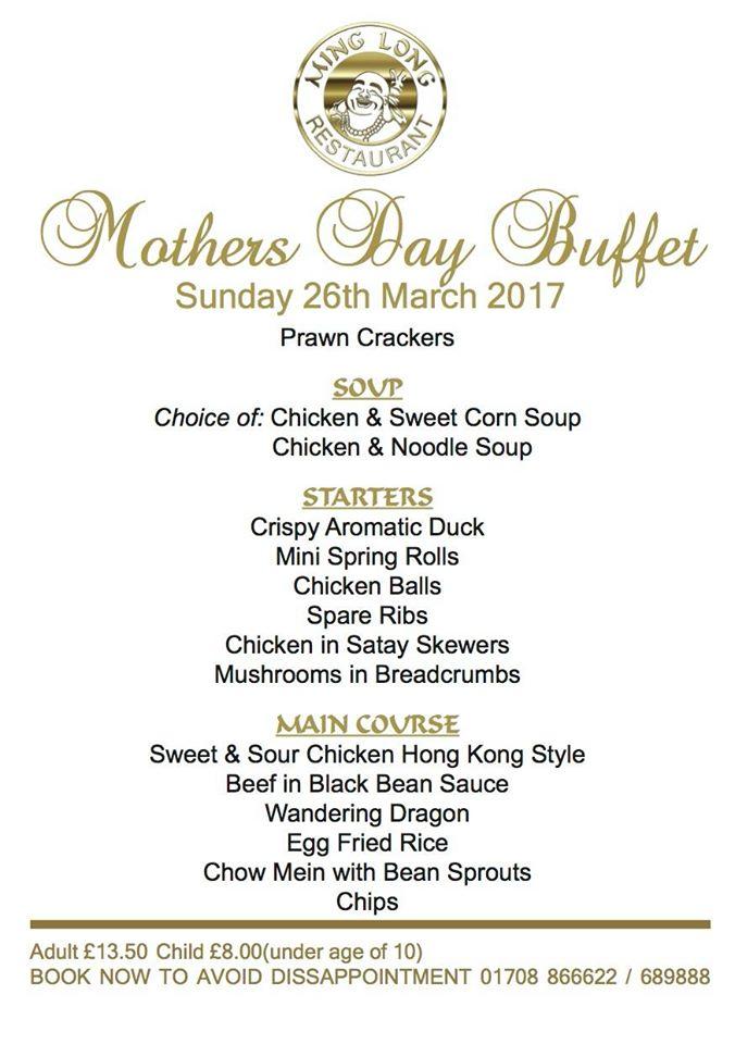 Menu at Ming Long Chinese Restaurant & Takeaway, South Ockendon