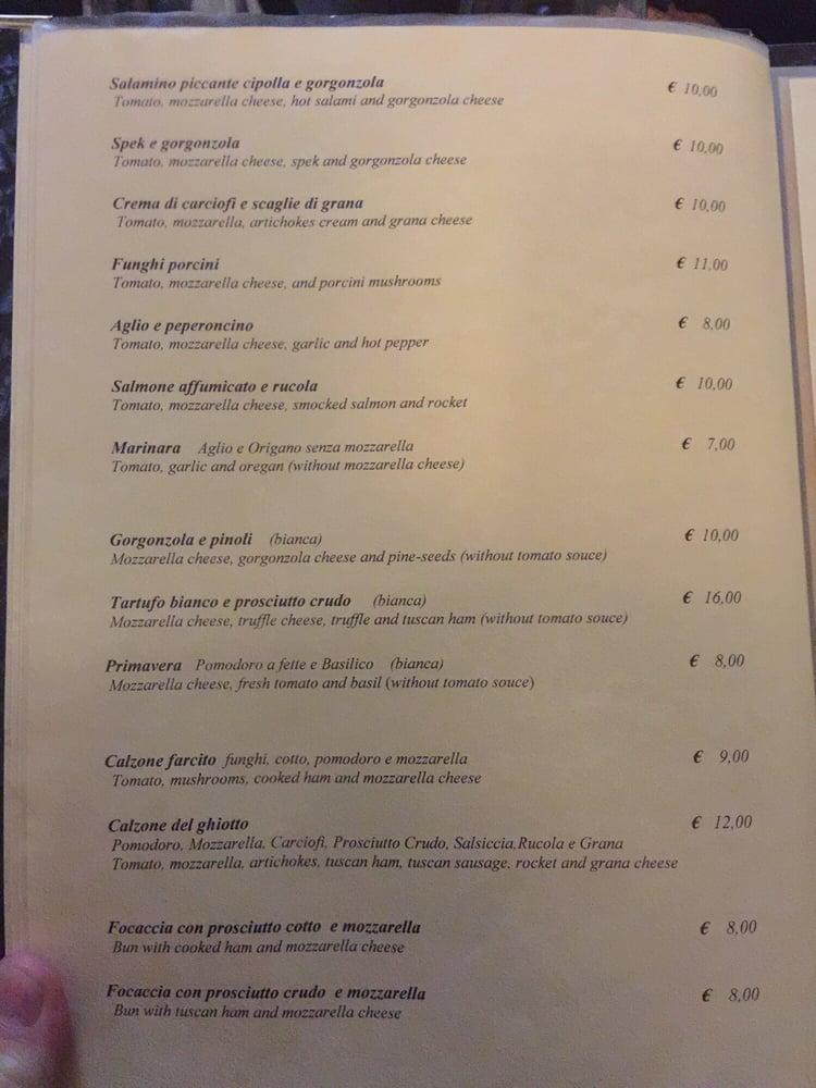 Menu da Osteria del Sole ristorante, Capannoli