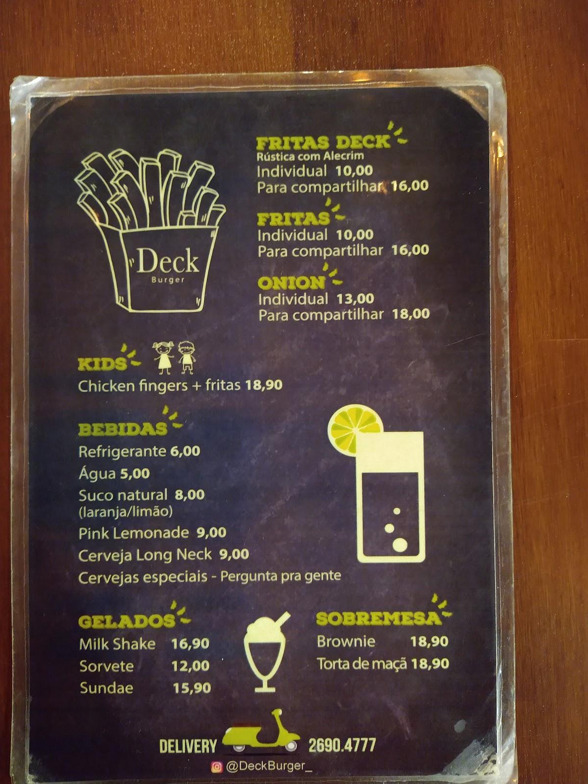 Menu At Deck Burger Restaurant Cotia