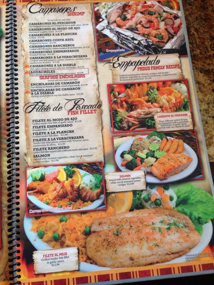 Menu at El Pescador restaurant, Santa Paula