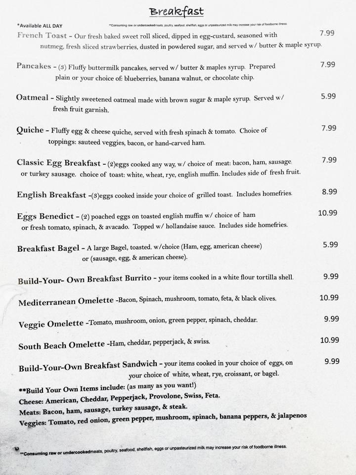 Menu at Piper Bay Café cafe, Trafford, 129 Murrysville Rd
