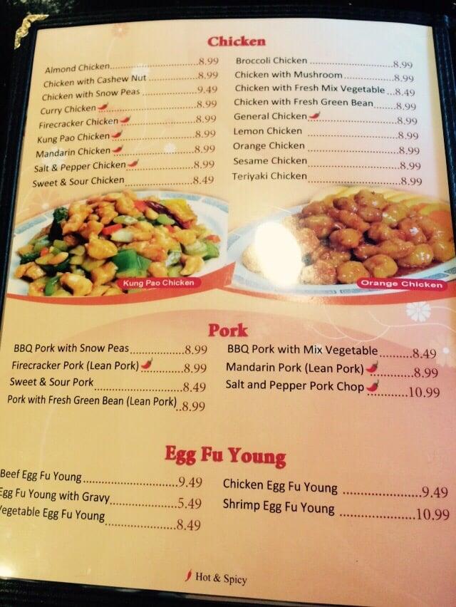 Menu at Dynasty Chinese Cuisine restaurant, Hanford