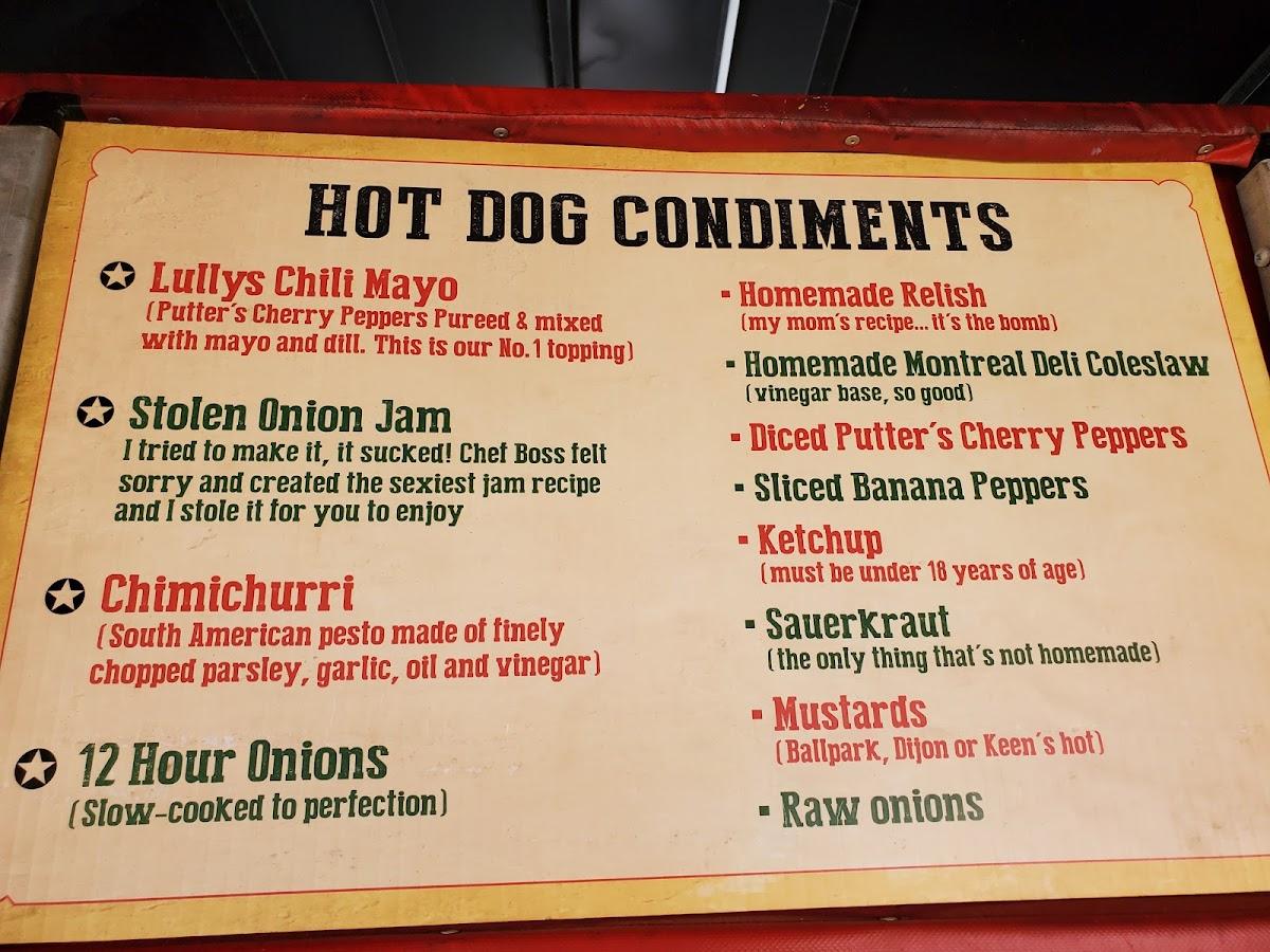 Menu at Lully's fast food, Abbotsford, South Fraser Way