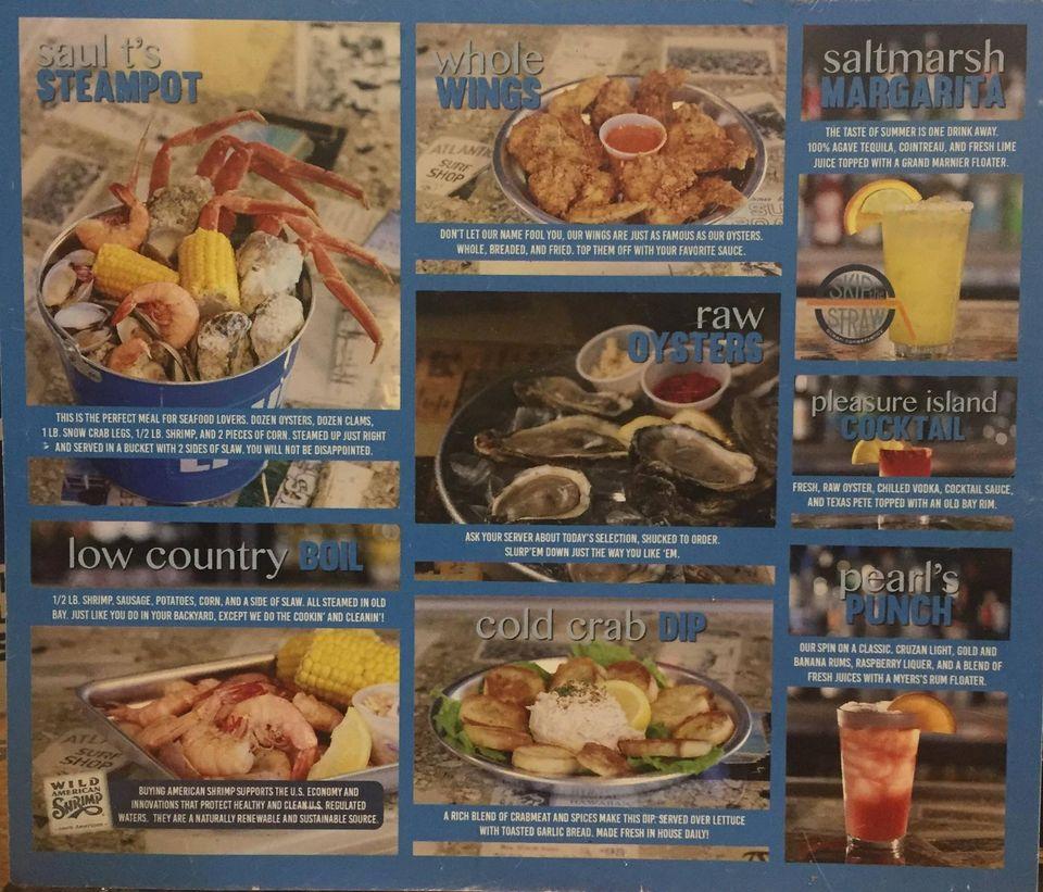Menu at Shuckin' Shack Oyster pub & bar, Morehead City