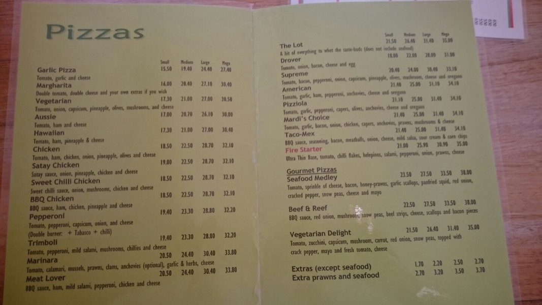 Menu at Trimbolis Pizza & Pasta restaurant, Saint Helens