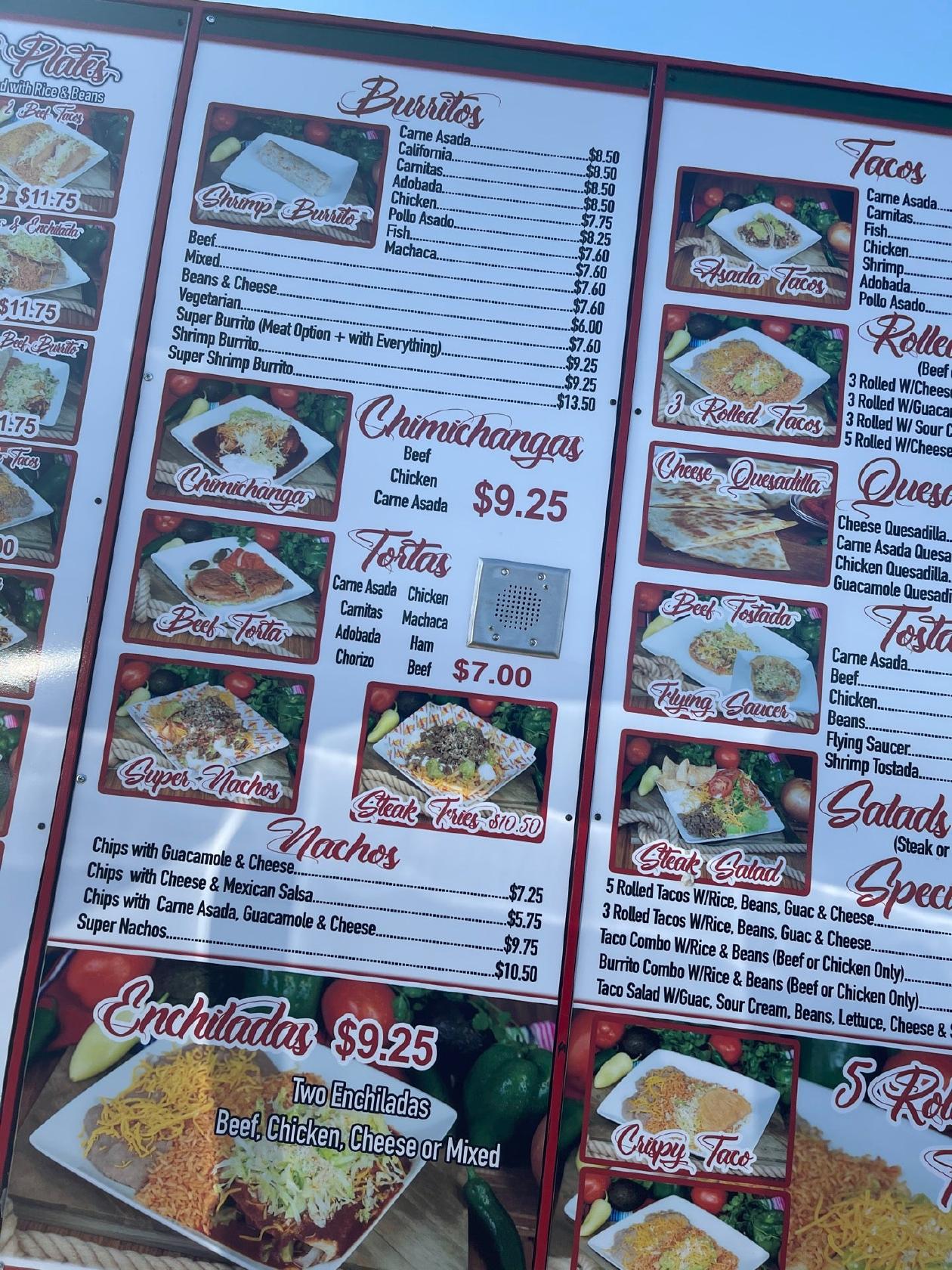 Menu at Adalberto's Mexican Food restaurant, Fairfield