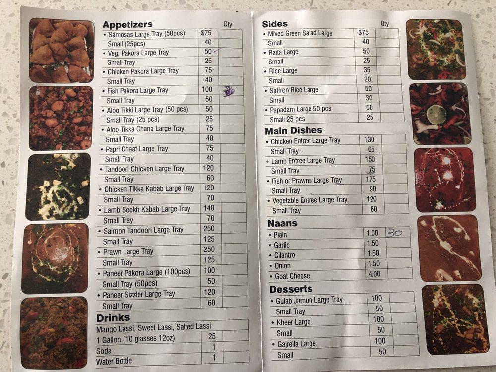 Menu at Saffron Indian Cuisine & Bar, Fairfield
