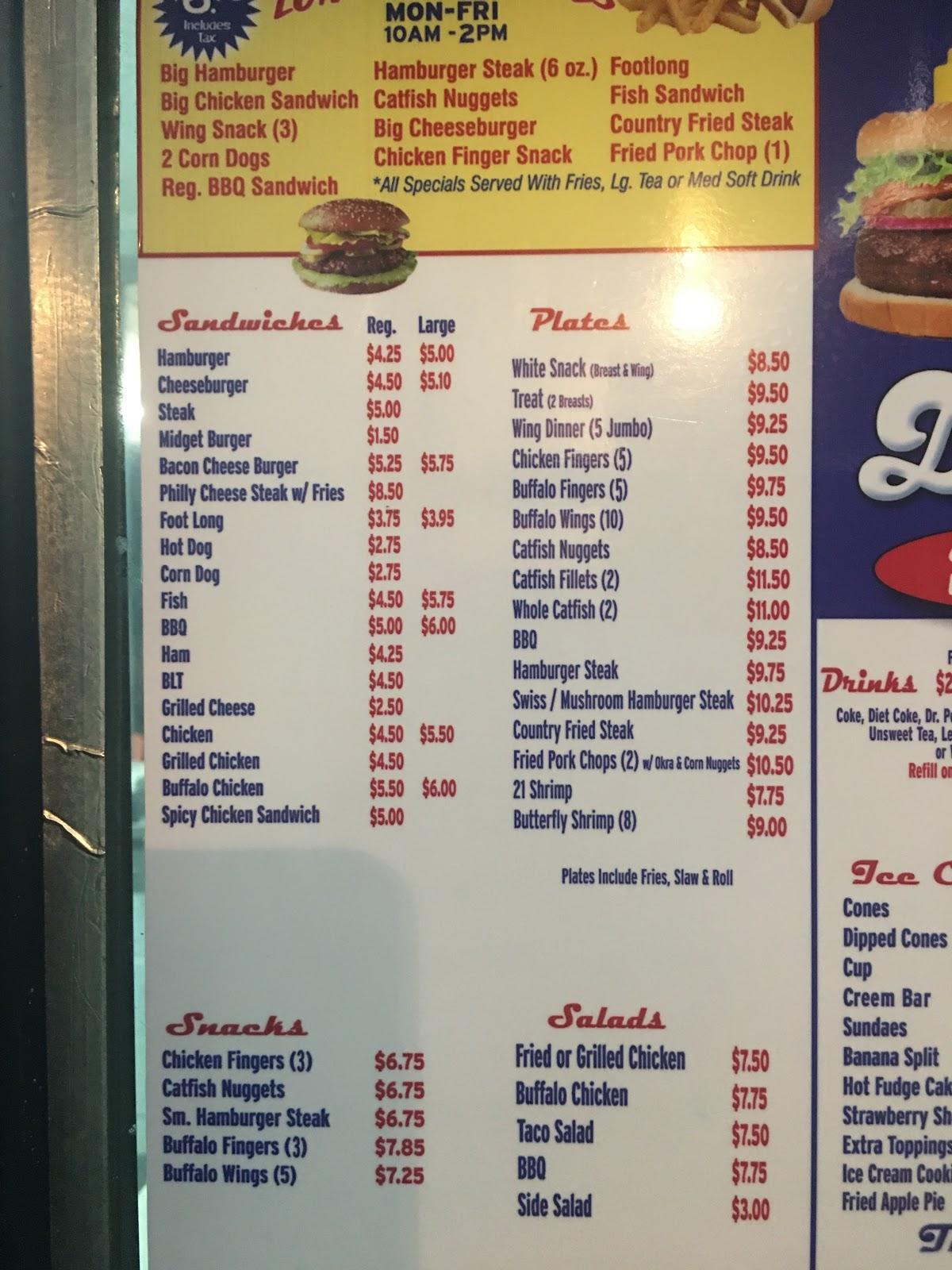 Menu at Dairy Creem fast food, Alexander City, Dadeville Rd