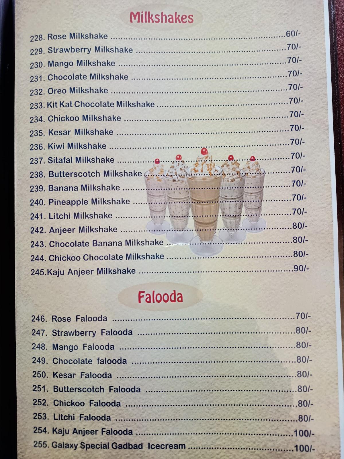 GALAXY PIZZA menu
