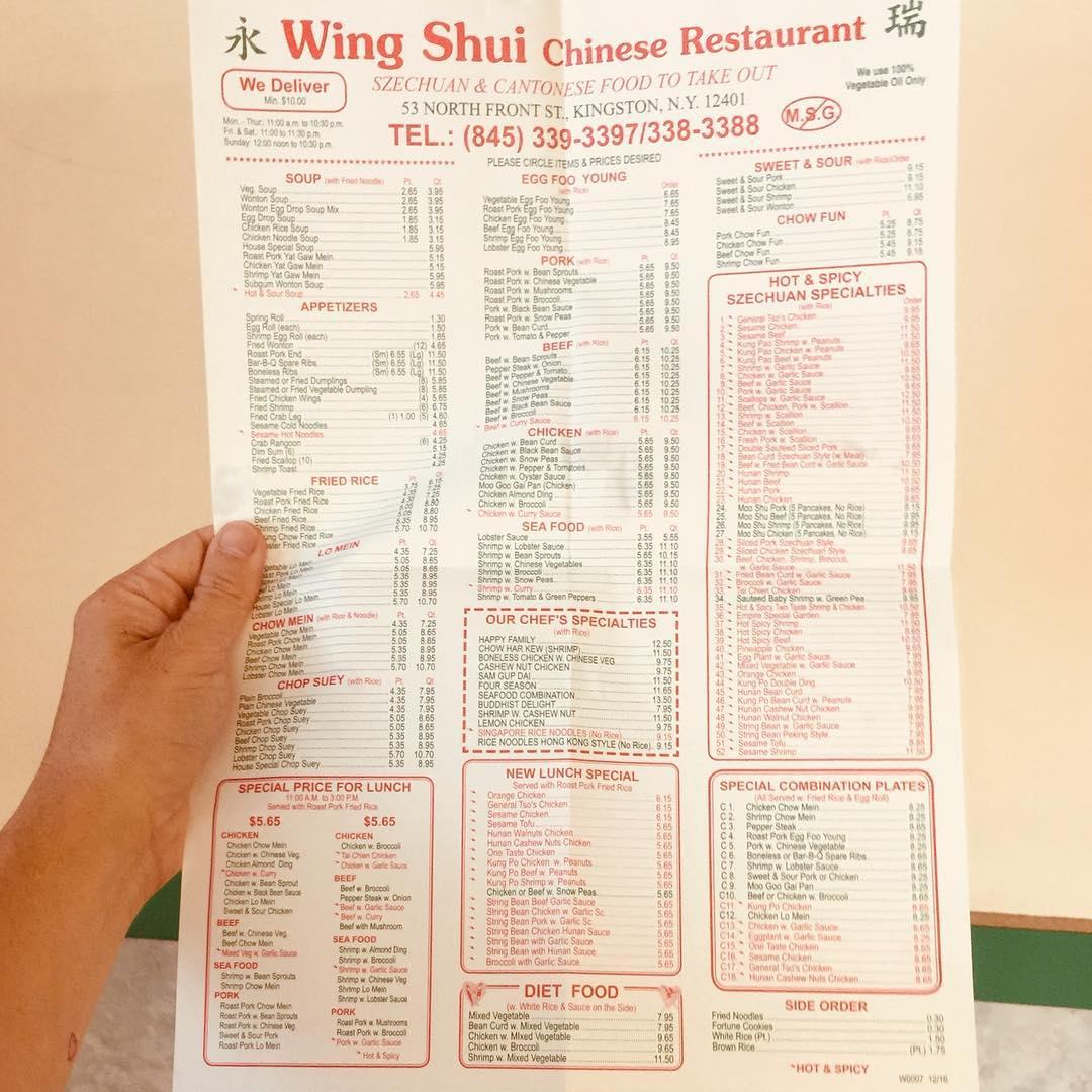 Menu at Wing Shui Chinese Restaurant, Kingston